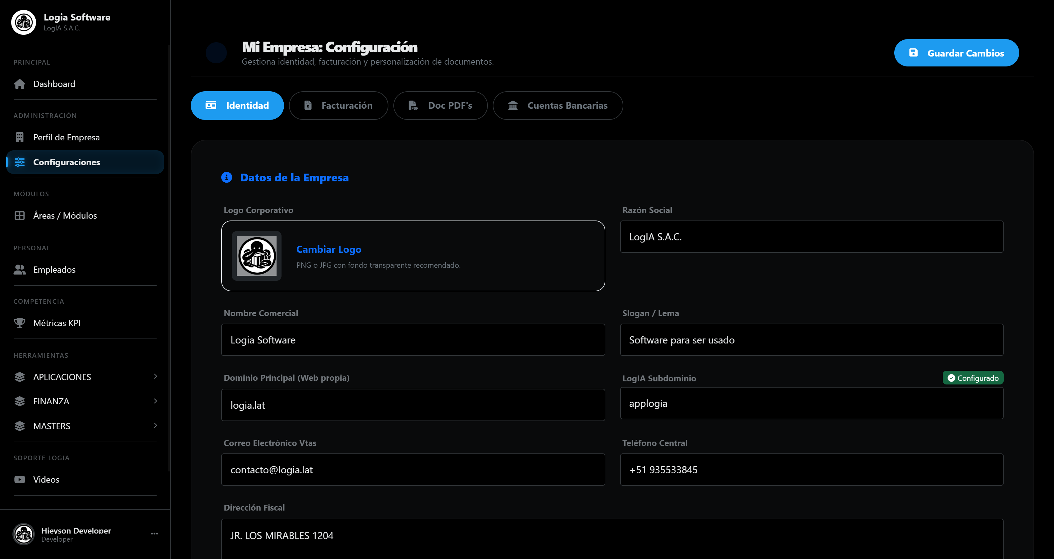 Configuración Sistema